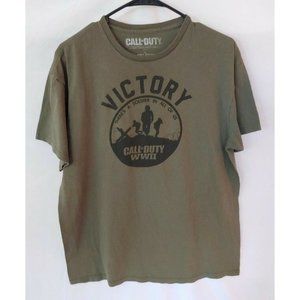 Call of Duty WW2 Mens Victory T-Shirt Size LG Gaming Gamer Cotton Khaki Green